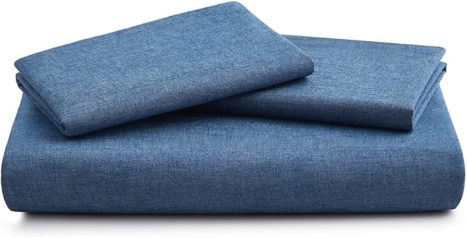 LOVQUE 100% Washed Cotton Duvet Cover Queen Size, Denim Blue Fade-Resistant - Image 7