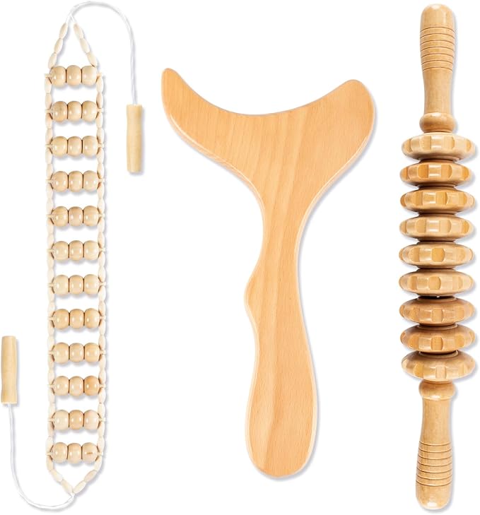 KintKita 3 in 1 Wood Therapy Massage Tool, Wooden Lymphatic Drainage Massager by KintKita