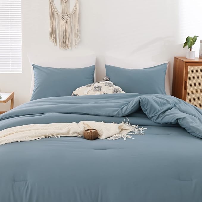 ROSGONIA Comforter Full Size for Boys Teen Girls Dusty Blue, Lightweight Dorm - Image 4