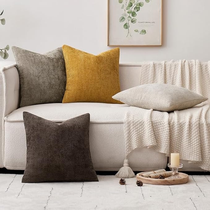 MIULEE Pack of 4 Couch Throw Pillow Covers 16x16 Inch Neutral Gold/Brown Soft - Image 5