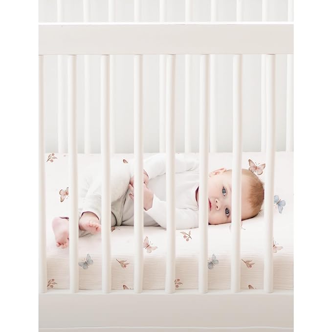 Konssy Muslin Mini Crib Sheets, 100% Soft Cotton Pack and Play Sheets - Image 7
