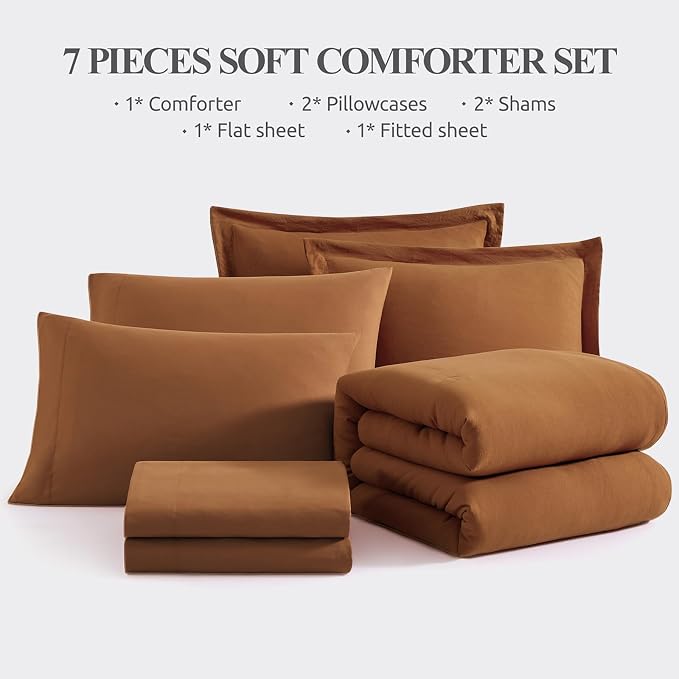 WRENSONGE Super King Plus Comforter Set- 7 Pieces Terracotta Bed in a Bag Super - Image 8
