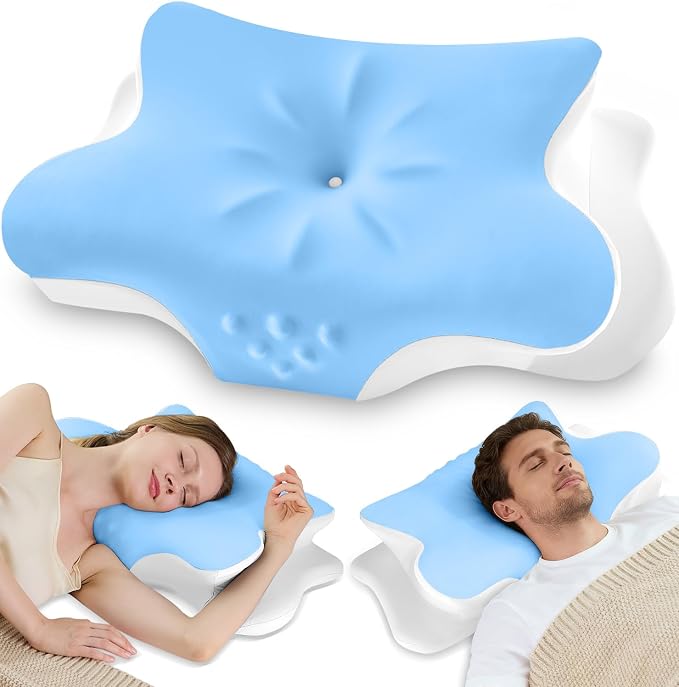 Cervical Neck Pillow for Pain Relief – Ergonomic Memory Foam Pillow for Side by VJASD