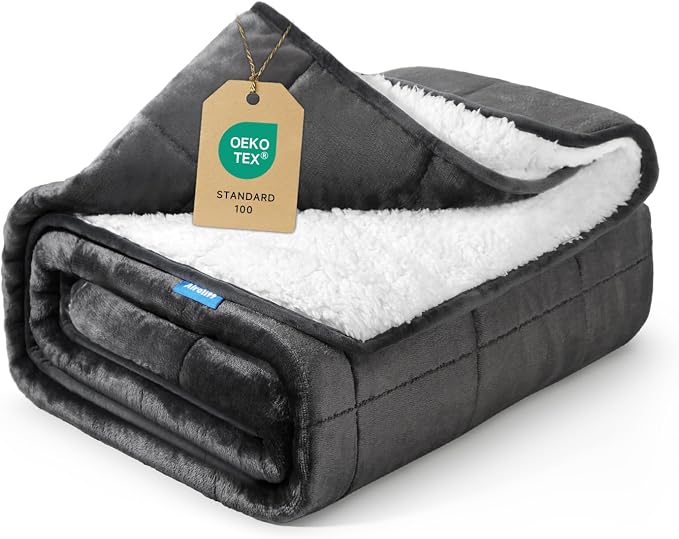 Weighted Blanket 20 lbs 60x80 inches, Sherpa Fleece Throw Blanket by Aircliff
