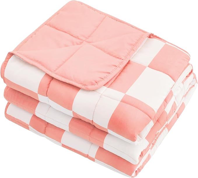Pink Checkered Weighted Blanket - Image 7