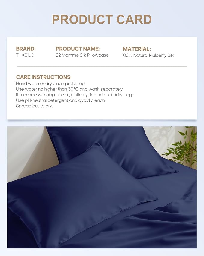 THXSILK Set of 2 100% Pure Mulberry Silk Pillowcases - Image 8