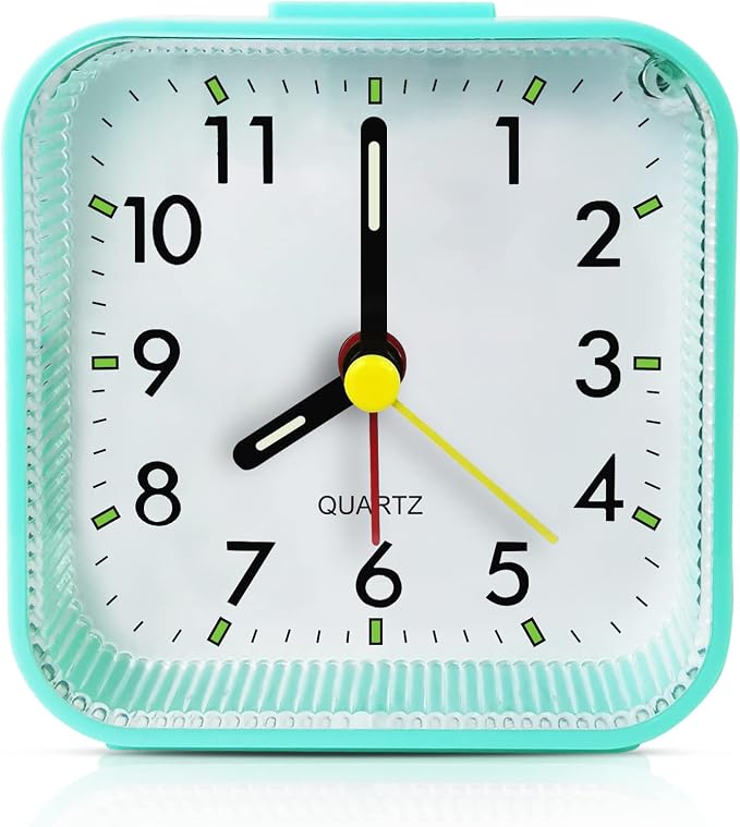 Lamisola Small Battery Operated Analog Alarm Clock, Travel Clock, Quieter by AlarmClock