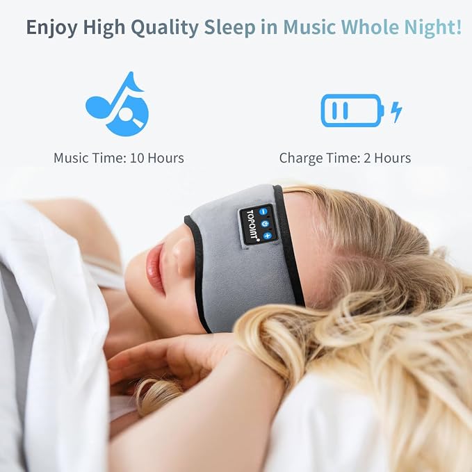 TOPOINT Sleep Mask with Headphones Bluetooth 5.4 Wireless, Sleep Headphones - Image 6
