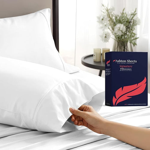100% Egyptian Cotton Pillow Cases King Size Set of 2 by AshtonSheets