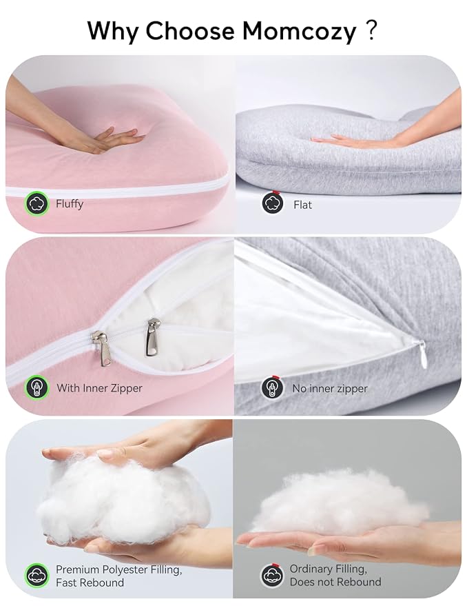 Momcozy Pregnancy Pillows for Sleeping, U Shaped Full Body Maternity Pillow for - Image 8