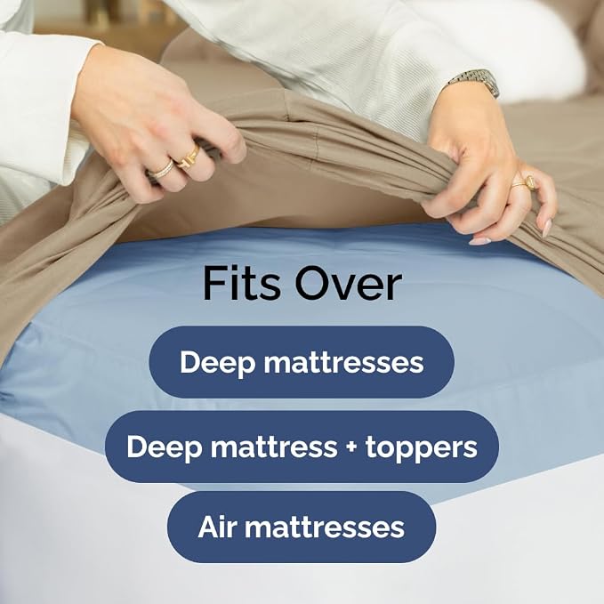 Extra Deep King 400 Thread Count Cotton Fitted Sheet - Image 6