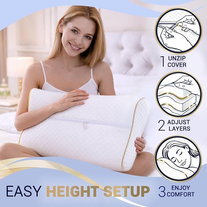 Royal Therapy 4-Layer King, Contour Pillow, Side Sleeper Pillow, Orthopedic - Image 5