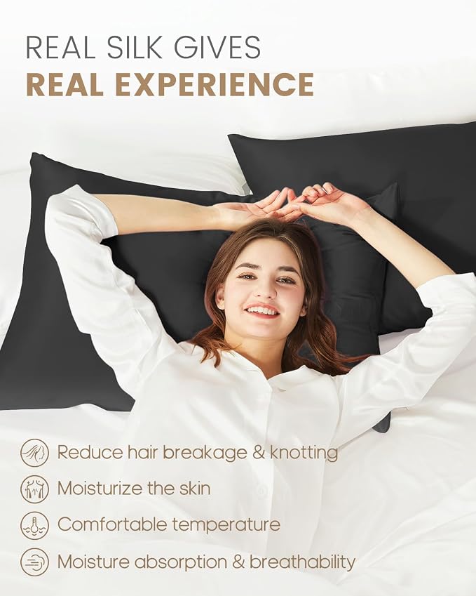 THXSILK Set of 2 100% Mulberry Silk Pillowcase - Image 3