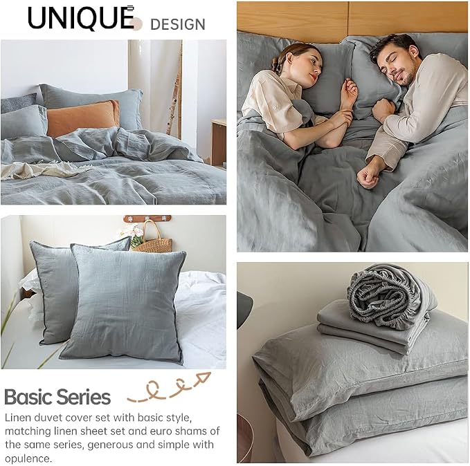 Simple&Opulence 100% Linen Duvet Cover Set 3pcs Basic Style Natural French - Image 5