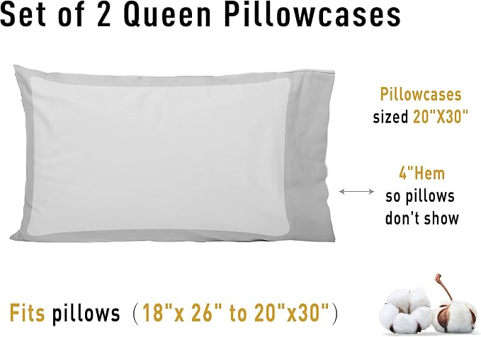 Sunflower Queen Pillowcases Set of 2, 100% Cotton Queen Pillow Cases 2 - Image 8