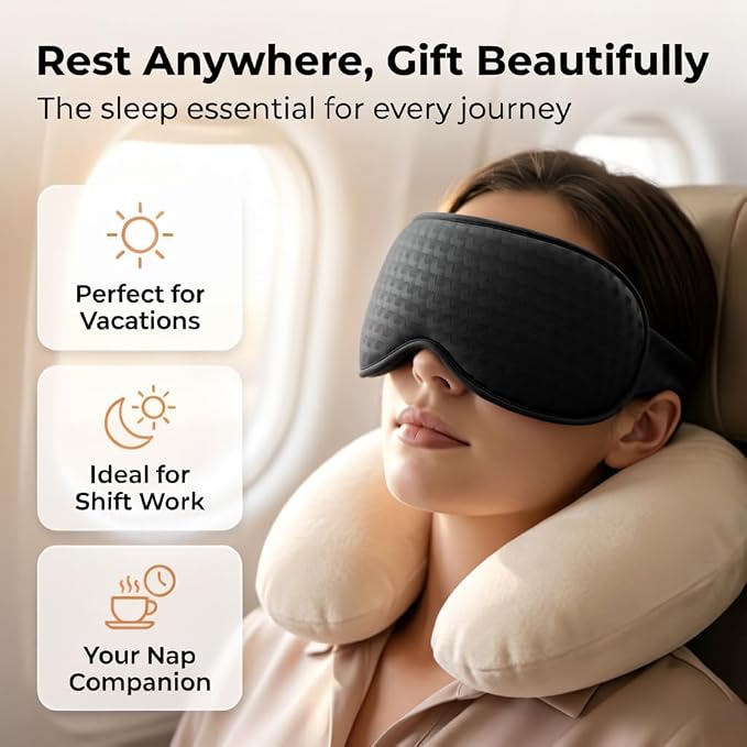 Blackout Weighted Eye Mask for Sleeping: 3D Contoured Gentle-Pressure Sleep - Image 9