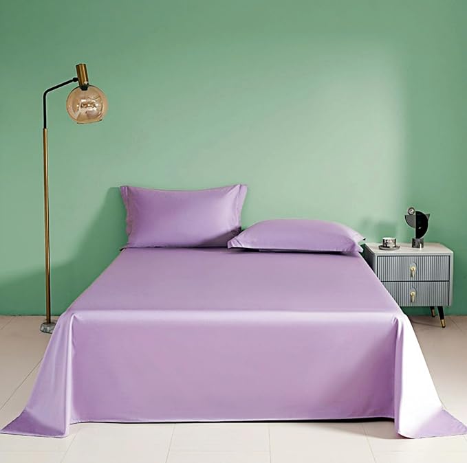 Queen Size Flat Sheet Only, Soft 300 Thread Count 100% Cotton Sheets, Cooling & - Image 2