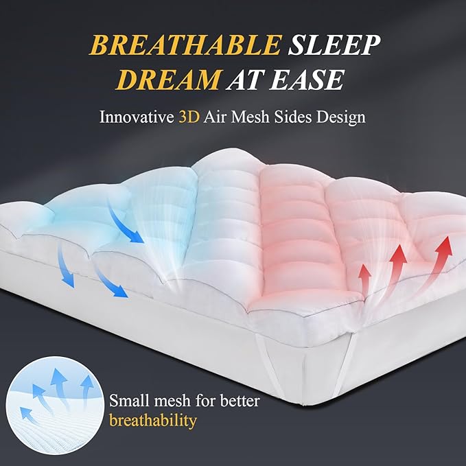 DOWNCOOL 3 Inch Twin Mattress Topper, Ultra Thick and Fluffy Supportive Memory - Image 5