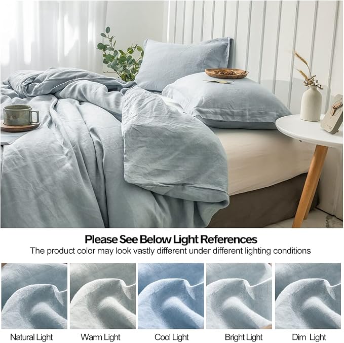Simple&Opulence 100% Linen Duvet Cover Set 3pcs Basic Style Natural French - Image 6