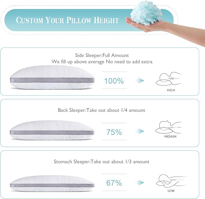 Meoflaw Cooling Pillows Body Size, Shredded Memory Foam Bed Pillows - Image 4