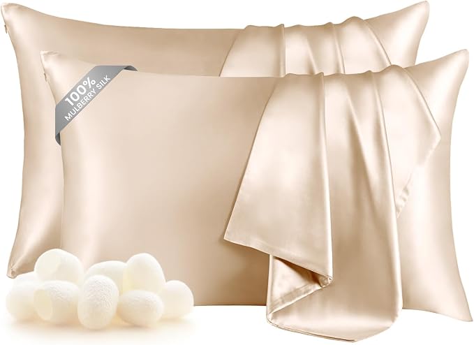 THXSILK Set of 2 100% Mulberry Silk Pillowcases by THXSILK