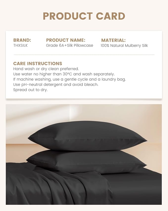 THXSILK Set of 2 100% Mulberry Silk Pillowcase - Image 8