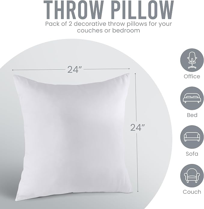 Utopia Bedding 24x24 Pillow Inserts, Sofa & Couch – Soft, Supportive & Fluffy - Image 4
