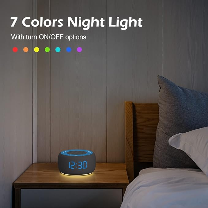 Buffbee Sound Machine & Alarm Clock 2-in-1, 0-100% Clock Face Brightness - Image 5