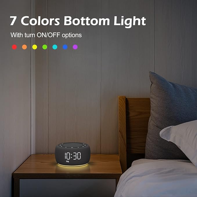 Buffbee Sound Machine & Alarm Clock 2-in-1, 0-100% Clock Face Brightness - Image 7