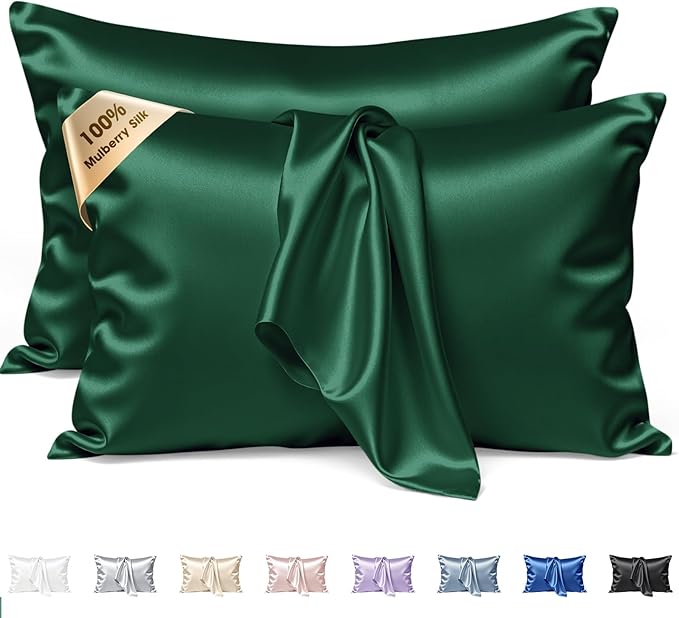 Silk Pillow Cases 2 Pack King Size Mulberry Silk Pillowcase Set of 2 by BRINGYOUTHEBEST