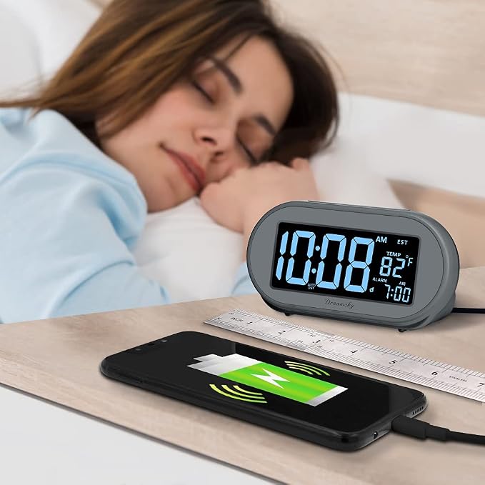 DreamSky Alarm Clocks for Bedrooms, Auto Set Digital Desk Clock for Bedside - Image 3