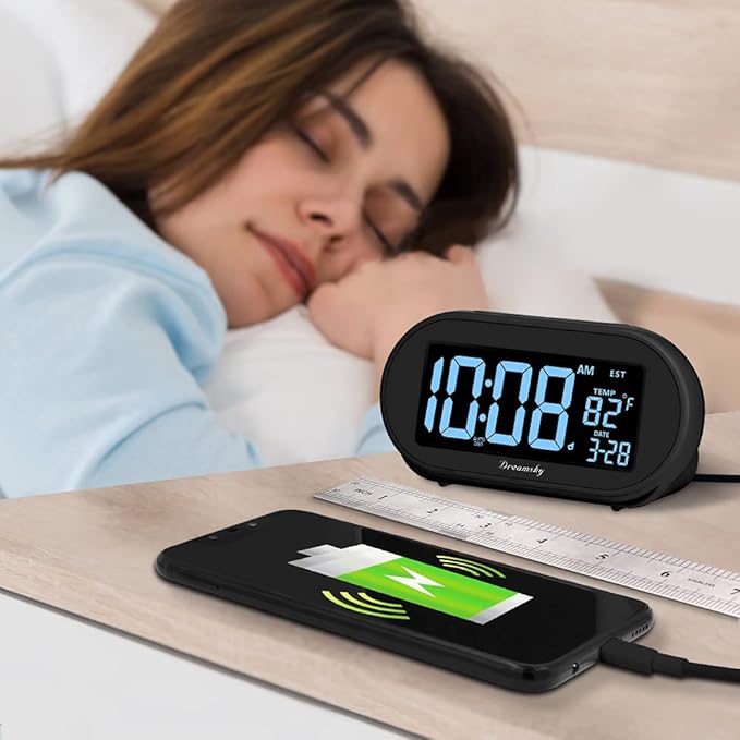 DreamSky Alarm Clocks for Bedrooms, Auto Set Digital Desk Clock for Bedside - Image 3