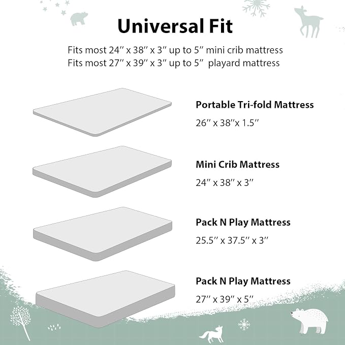 Baby Mini Crib Sheets Boy, Portable 38”x26” Pack and Play Sheets Fitted - Image 8