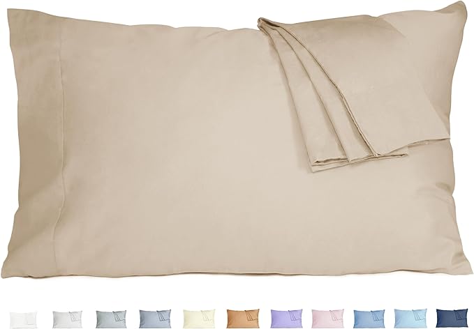 Pillow Cases, King Size Cotton Percale Weave Pillowcases, Pre-Shrunk Breathable by HOMTEC