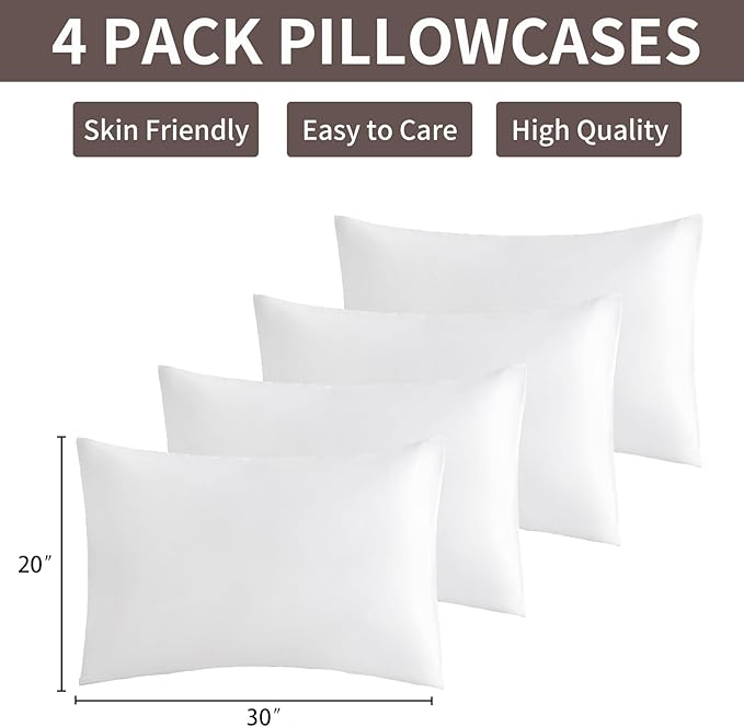 MINIPANDA White Pillow Cases Set of 4 Queen Size - Image 3