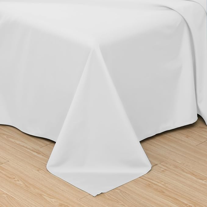 Toodou White Twin Bed Top Sheet is Made of Soft Wrinkle Resistant Microfiber - Image 2