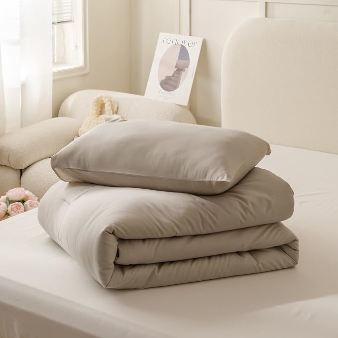 ROSGONIA Oatmeal Twin/Twin XL Comforter Set - Image 6