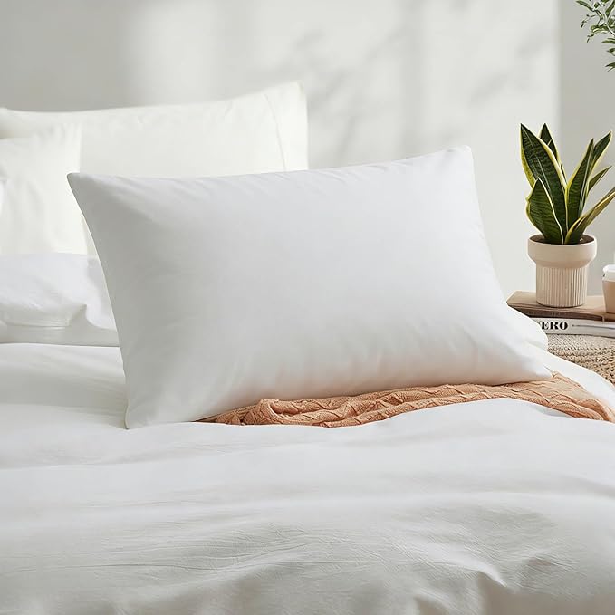 LOVQUE 100% Washed Cotton Duvet Cover Twin Size, Linen-Like Textured White - Image 3