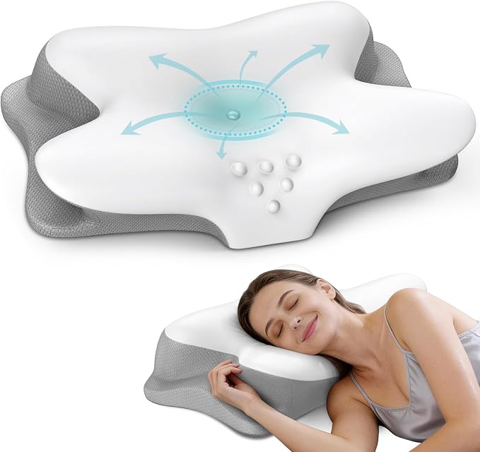 Cervical Neck Pillow for Pain Relief, Ergonomic Side Sleeper Pillow for Sleeping by BESPILLOW