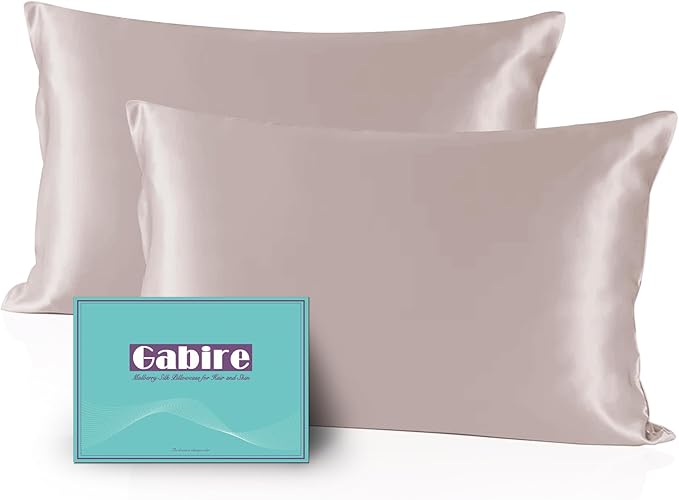 Gabire Mulberry Silk Pillowcases Set of 2, Both Sides Real Silk Pillow Covers by MulberrySilkPillowcases