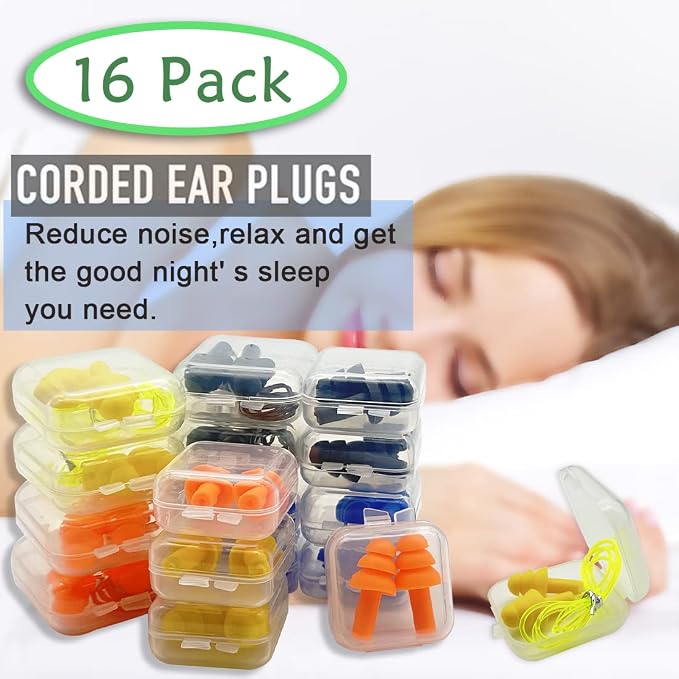 Ear Plugs for Sleeping, 16 Pairs Noise Canceling Soft Reusable Silicone - Image 2
