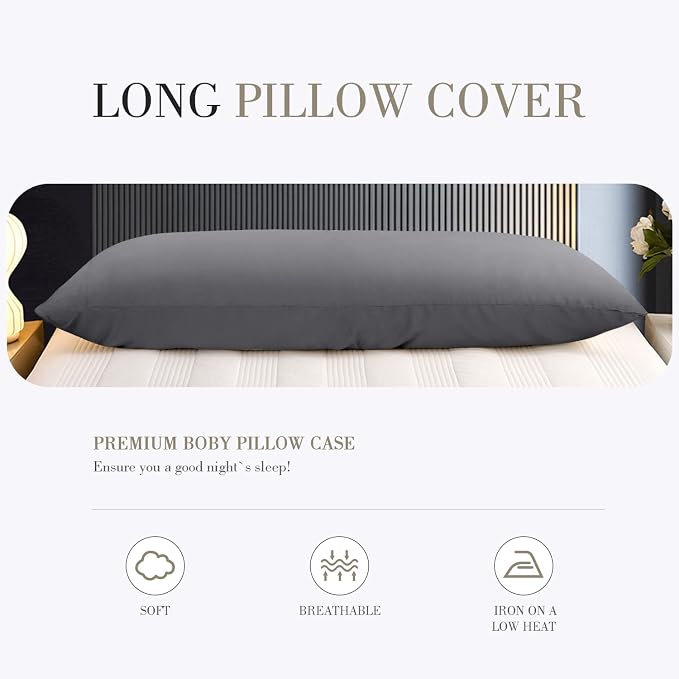 WishSmile Body Cooling Pillowcase Long Pillow Case Breathable Cool Silky Soft - Image 7