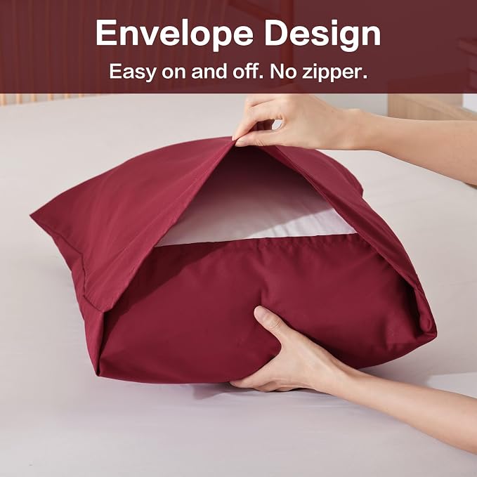 ROSGONIA Queen Comforter Set Dark Red - Image 6