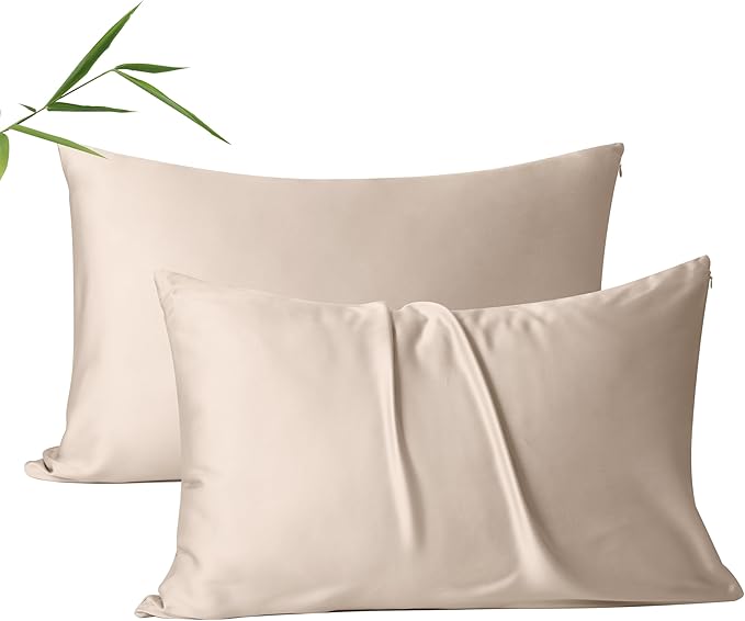 2 Pack Cooling Pillow Cases, Viscose Derived from Bamboo Pillow Protectors King by ShunjieHome