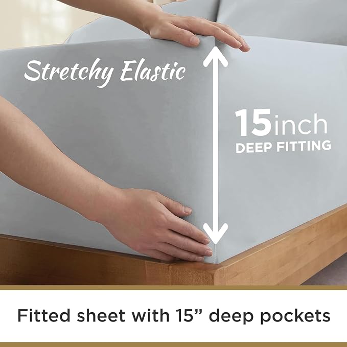 Ultra Soft Microfiber Full XL Fitted Sheets – 1800 Thread Count, Deep 15” Pocket - Image 4