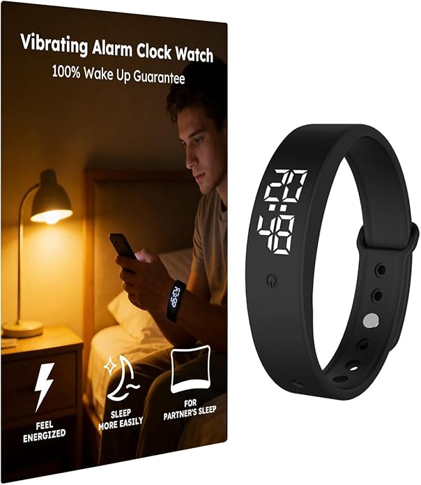 Vibrating Alarm Clock Watch for Heavy Sleepers, Silent Wake Up Bracelet & Smart by Unknown