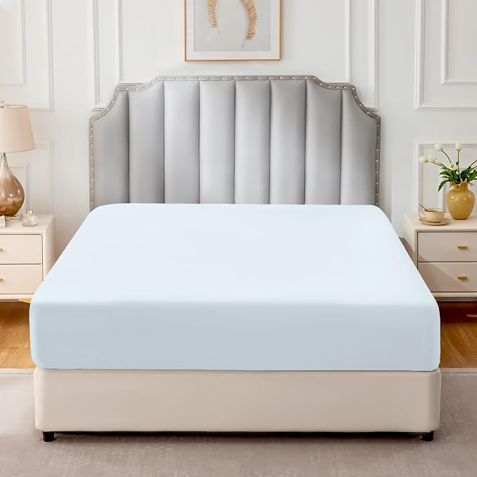 FreshCulture Pure Cotton Fitted Sheets Full Size, 300 Thread Count Percale - Image 2