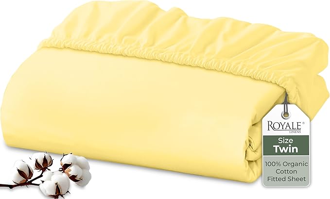 Royale Linens 100% Organic Cotton Fitted Sheet by ROYALELINENS