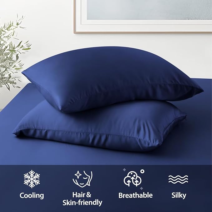 4 Pack Cooling Pillow Cases, Viscose Derived from Bamboo Pillow Protectors - Image 5