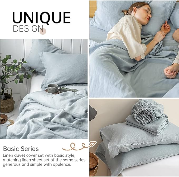 Simple&Opulence 100% Linen Duvet Cover Set 3pcs Basic Style Natural French - Image 5